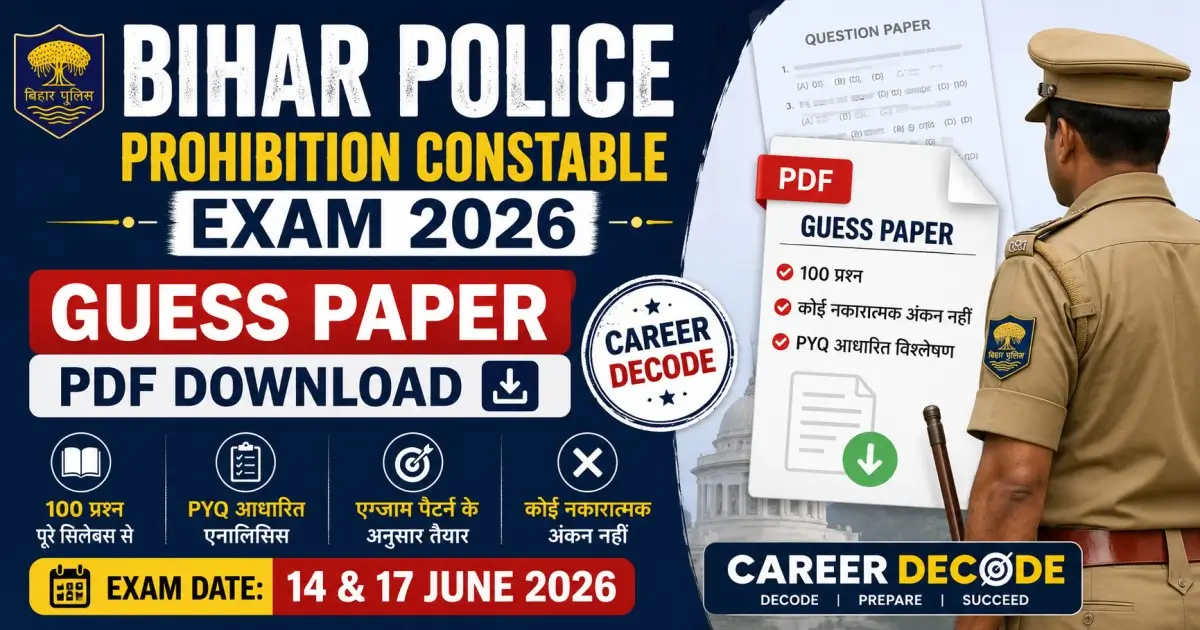 Bihar Police Prohibition Constable Exam 2026 Guess Paper PDF Download