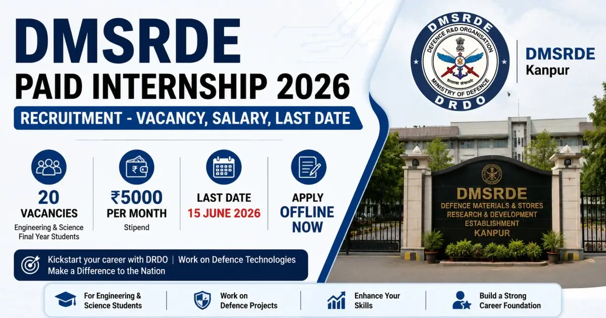 DMSRDE Paid Internship 2026 Recruitment - Vacancy, Salary, Last Date