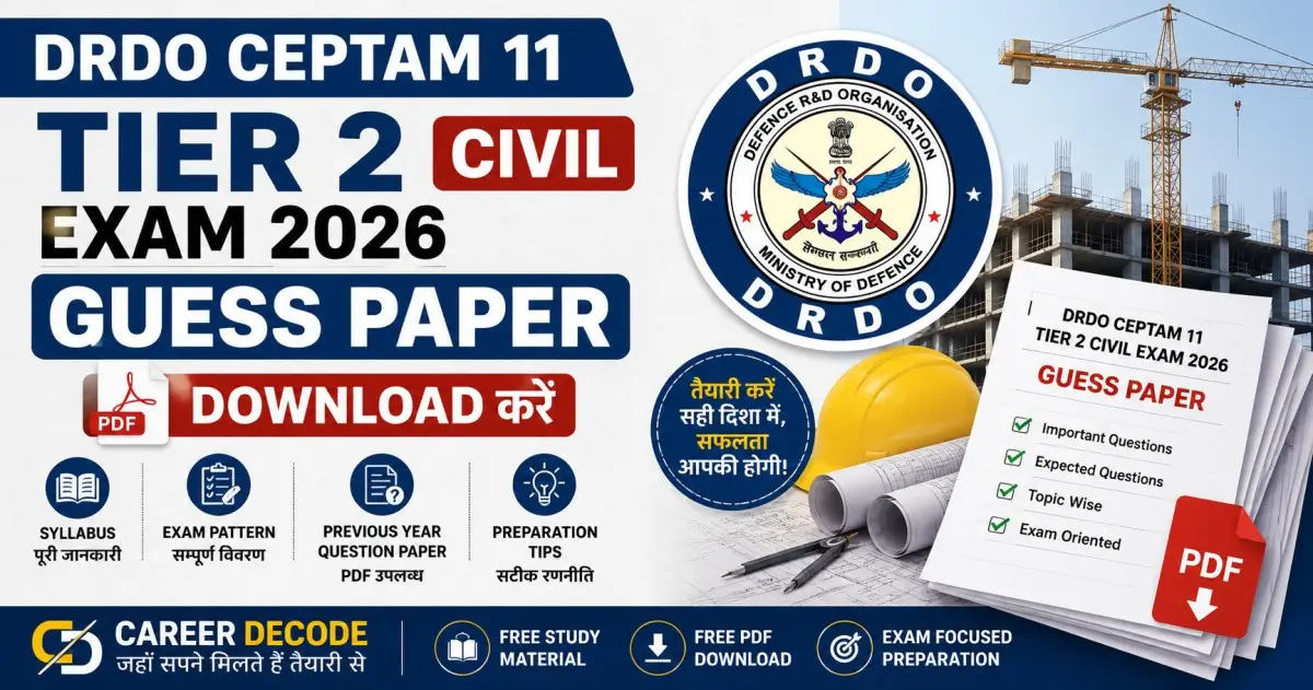 DRDO CEPTAM 11 Tier 2 Civil Exam 2026 Guess Paper PDF Download