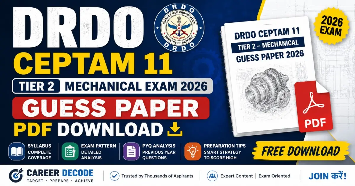 DRDO CEPTAM 11 Tier 2 Mechanical Exam 2026 Guess Paper PDF Download