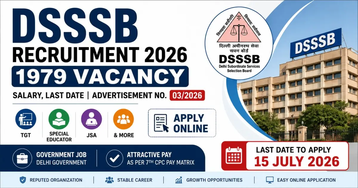 DSSSB Recruitment 2026 - 1979 Vacancy, Salary, Last Date | Advertisement No. 03/2026