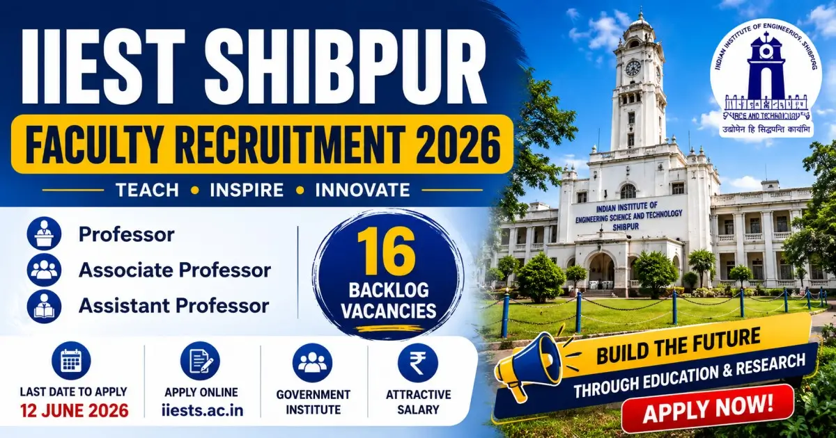 IIEST Shibpur Faculty Recruitment 2026 - Vacancy, Salary, Last Date