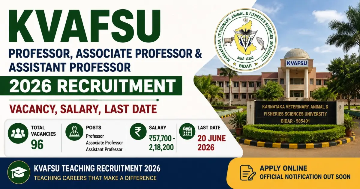 KVAFSU Professor, Associate Professor & Assistant Professor 2026 Recruitment - Vacancy, Salary, Last Date