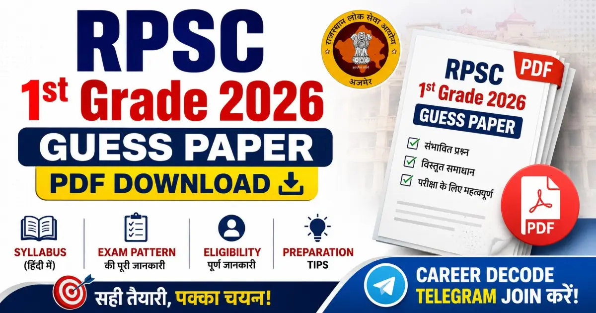RPSC 1st Grade 2026 Guess Paper PDF Download