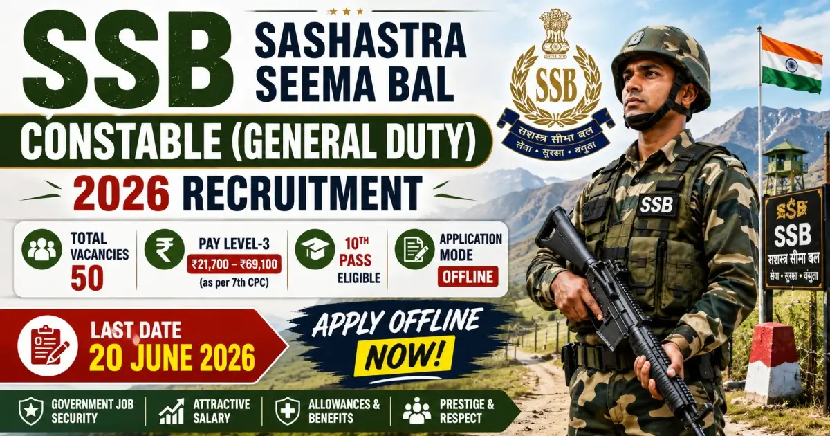 Sashastra Seema Bal Constable (General Duty) 2026 Recruitment - Vacancy, Salary, Last Date