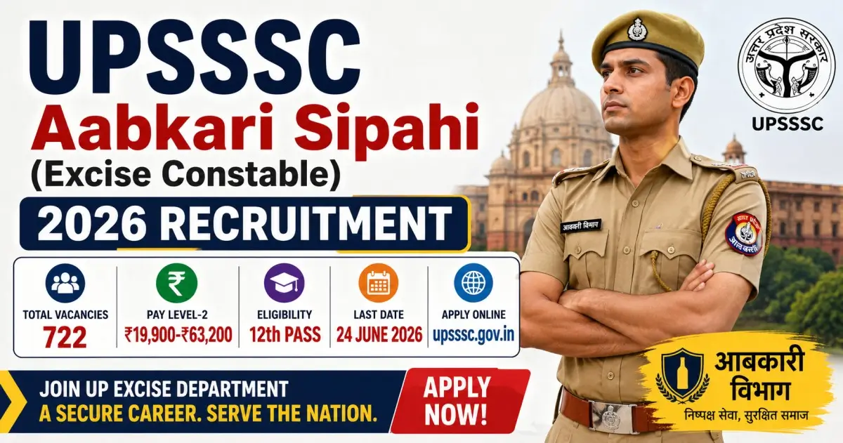 UPSSSC Aabkari Sipahi (Excise Constable) 2026 Recruitment - Vacancy, Salary, Last Date